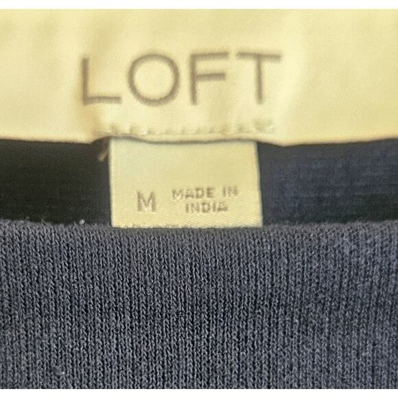 LOFT Women M Blouse Top Navy Blue White Striped Ruffle Sleeve Layered Look 36" - Picture 4 of 6